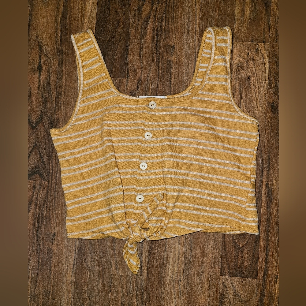 Caution To The Wind Mustard and White Striped Top